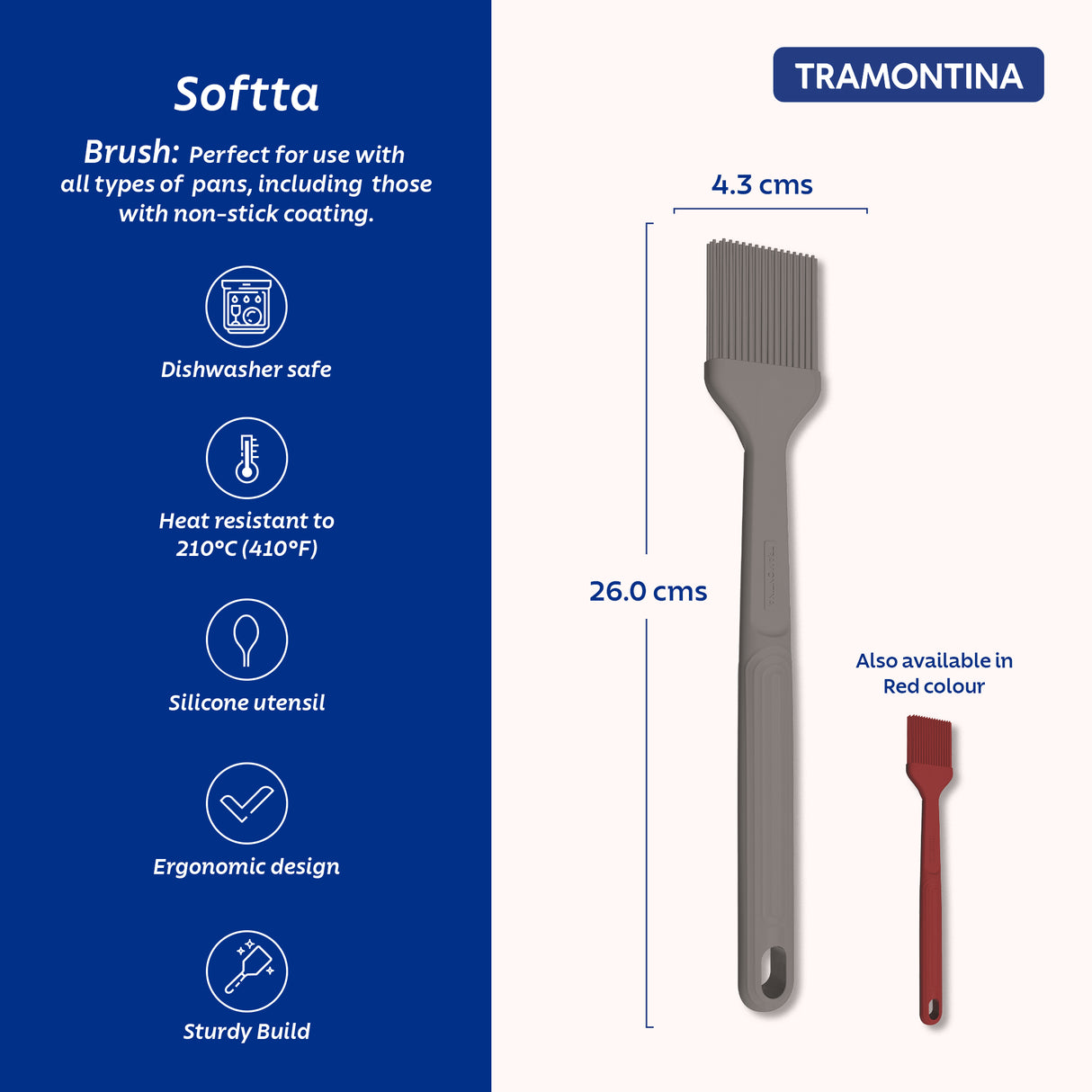 Softta Silicone Brush - Grey - Tramontina India