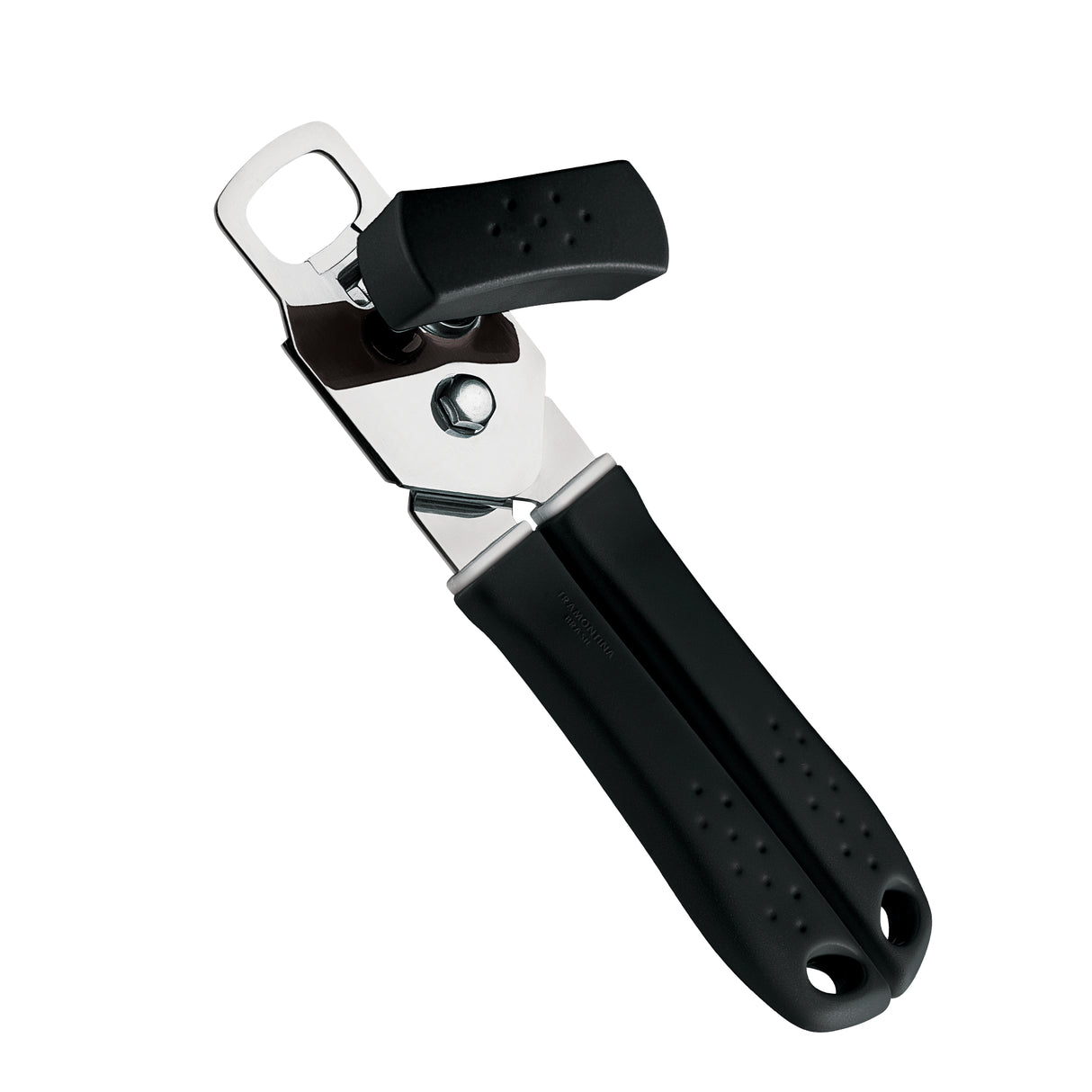 Utilitá stainless steel can opener with black polypropylene handle