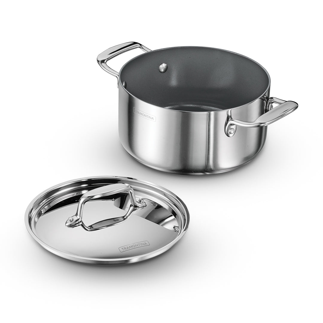 Fusao EX+ 20cm Ceramic Stainless Steel Tri-Ply Curry Pot with SS Lid - 3.1L - Tramontina India