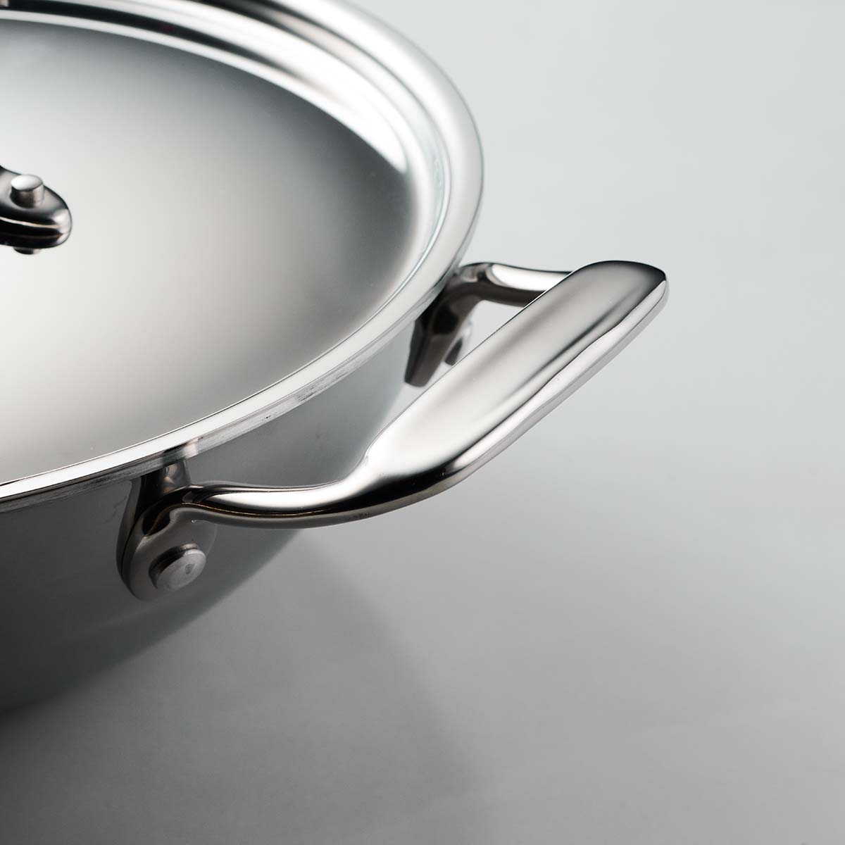 Tramontina India Fusao EX+ 24cm ceramic stainless steel tri-ply biryani pot with lid, 4.8L casserole for cooking and serving.