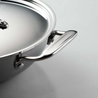 Tramontina India Fusao EX+ 24cm ceramic stainless steel tri-ply biryani pot with lid, 4.8L casserole for cooking and serving.
