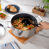 Tramontina India Fusao EX+ 24cm ceramic stainless steel tri-ply biryani pot with lid, 4.8L casserole for cooking flavorful dishes