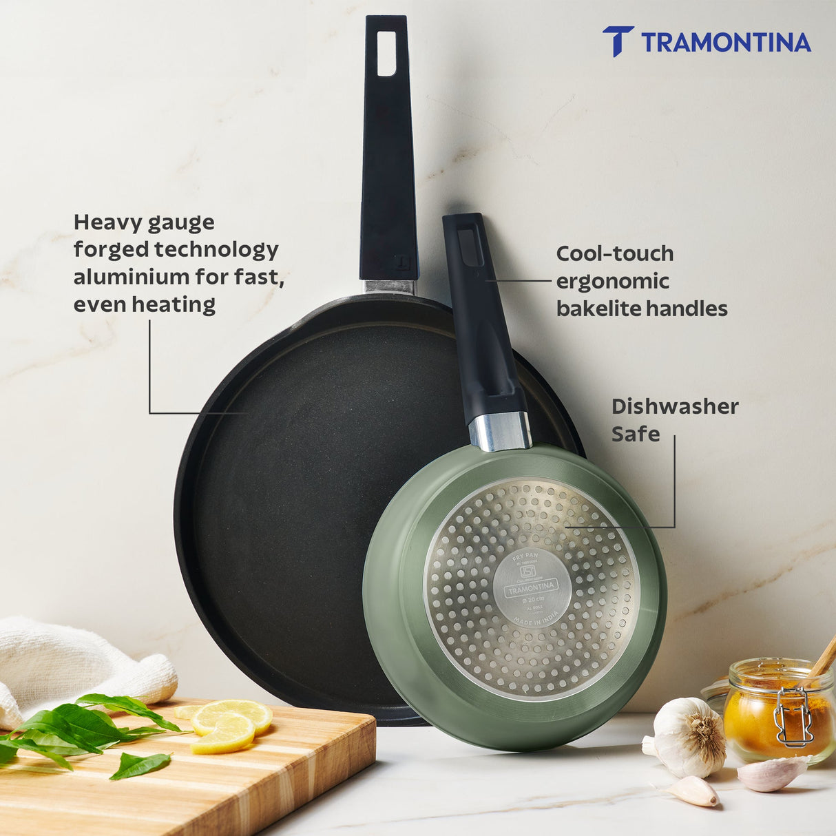 Aura Ceramic Reinforced Non-Stick Cookware Set – 2 Pieces (Sea Green)