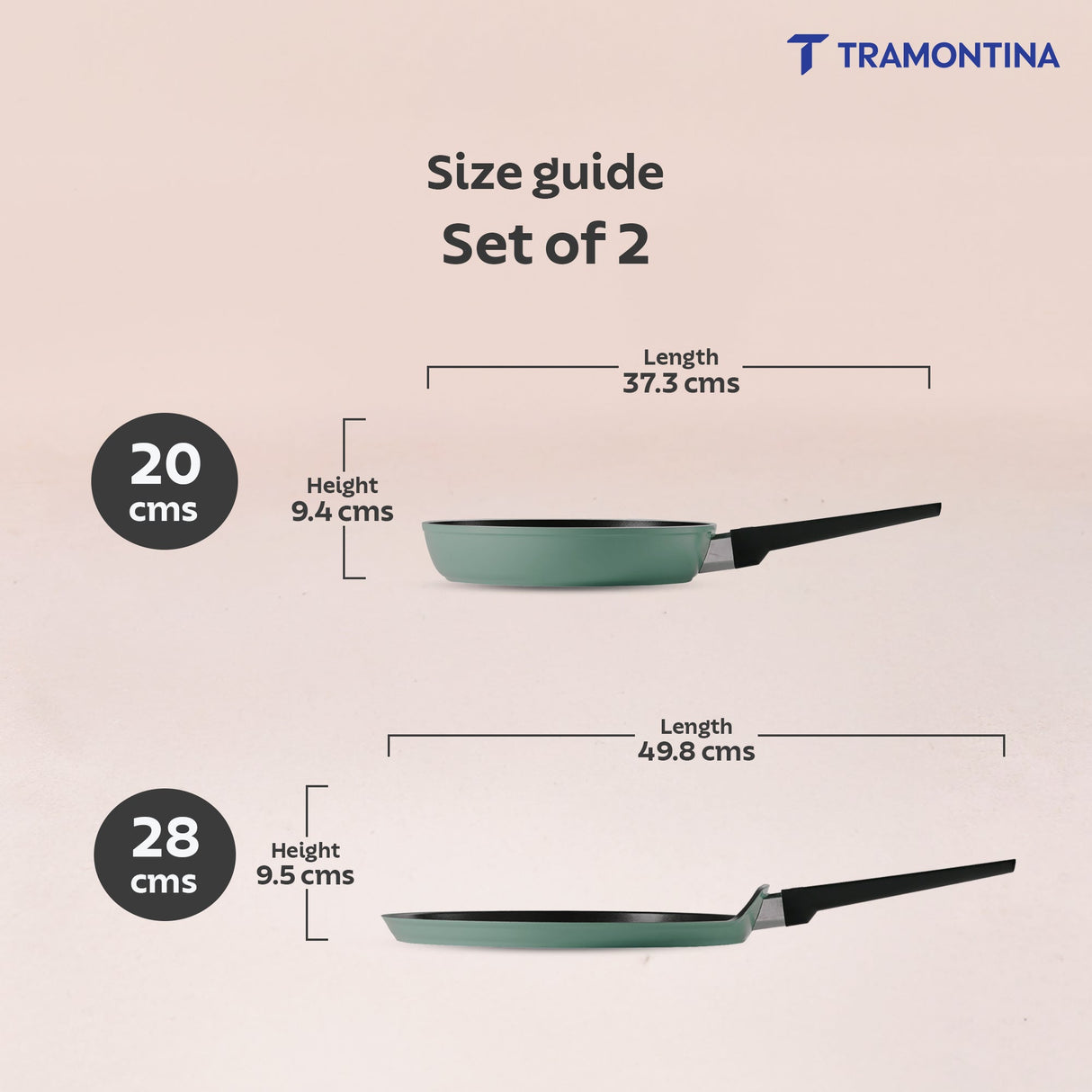 Aura Ceramic Reinforced Non-Stick Cookware Set – 2 Pieces (Sea Green)