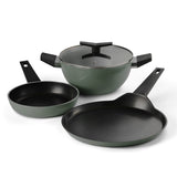 Aura Ceramic Reinforced Non-Stick Cookware Set – 4 Pieces (Sea Green)