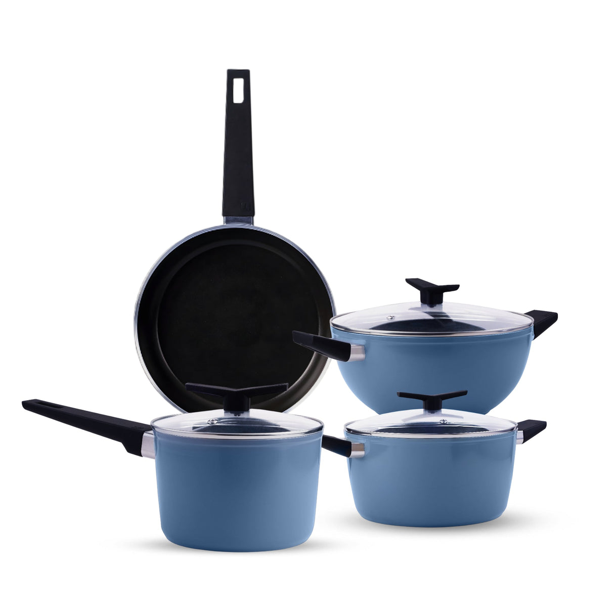 Aura Ceramic Reinforced Non-Stick Cookware Set – 7 Pieces (Blueberry)