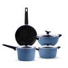 Aura 7 Piece Non-Stick Cookware Set Ceramic Reinforced Coating – (Blueberry)