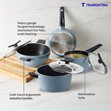 Aura Ceramic Reinforced Non-Stick Cookware Set – 7 Pieces (Blueberry)