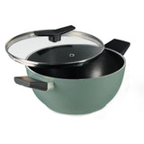 Aura Ceramic Reinforced Non-Stick Extra Deep Kadai with Lid – 22 cm/ 2.9L (Sea Green)