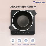 Aura Ceramic Reinforced Non-Stick Extra Deep Kadai with Lid – 24 cm/ 3.6L (Sea Green)