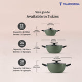 Aura Ceramic Reinforced Non-Stick Extra Deep Kadai with Lid – 28 cm/ 5.6L (Sea Green)