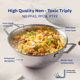 Aeion 22cm Stainless Steel Tri-Ply Extra Deep Kadai with SS Lid - 3.0L - Tramontina India