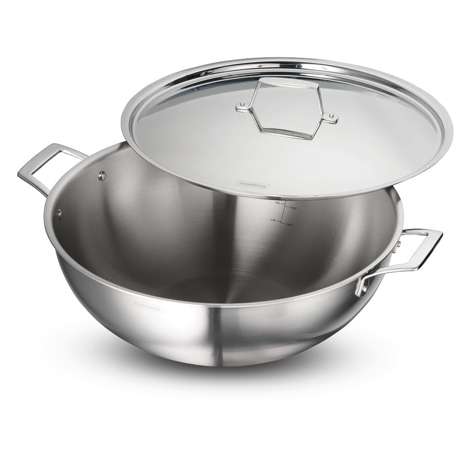 Aeion 40cm Stainless Steel Tri-Ply Extra Deep Kadai with SS Lid - 14.3L - Tramontina India