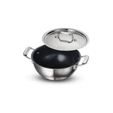 Fusao EX+ 22cm Ceramic Stainless Steel Tri-Ply Extra Deep Kadai with SS Lid - 3.0L - Tramontina India