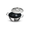 Fusao EX+ 22cm Ceramic Stainless Steel Tri-Ply Extra Deep Kadai with SS Lid - 3.0L