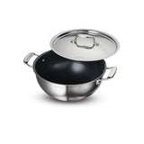 Fusao EX+ 26cm Ceramic Stainless Steel Tri-Ply Extra Deep Kadai with SS Lid - 4.7L - Tramontina India