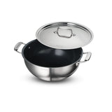 Fusao EX+ 28cm Ceramic Stainless Steel Tri-Ply Extra Deep Kadai with SS Lid - 5.9L - Tramontina India