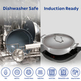 Fusao EX+ 32cm Ceramic Stainless Steel Tri-Ply Extra Deep Kadai with SS Lid - 8.0L - Tramontina India