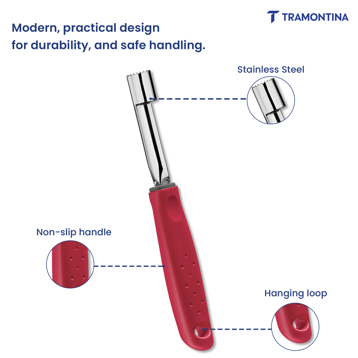 Utilitá Stainless Steel Pulp Extractor with Red Polypropylene Handle - Tramontina India