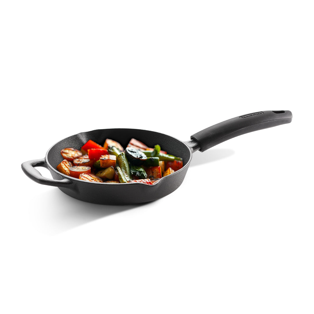 Titanex 22cm Pre-Seasoned Cast Iron Fry Pan with Heat Resistant Silicone Grip - Tramontina India