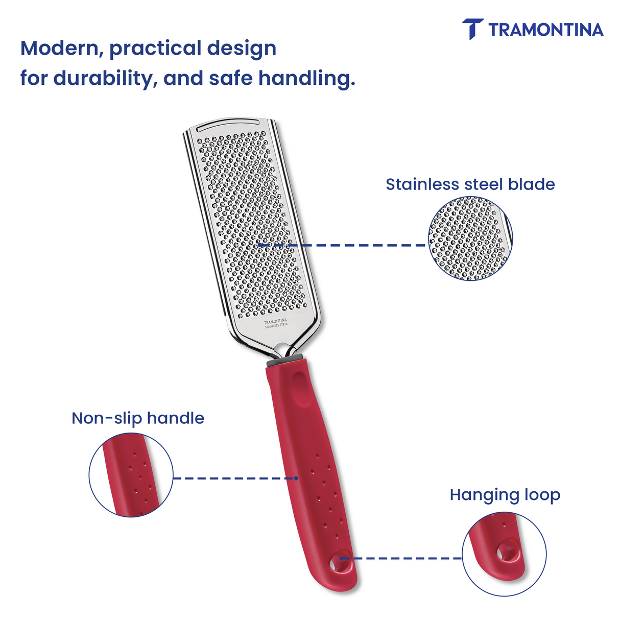 Utilitá Stainless Steel Mini Grater with Red Polypropylene Handle - Tramontina India