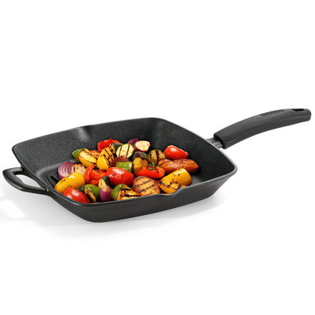 Titanex 27cm Pre-Seasoned Cast Iron Grill Pan with Heat Resistant Silicone Grip - Tramontina India