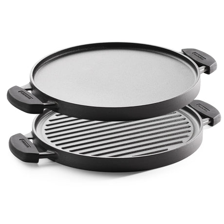 Titanex 30cm Pre-Seasoned Cast Iron Reversible Dosa Tawa/ Grill Pan with Heat Resistant Silicone Grip - Tramontina India