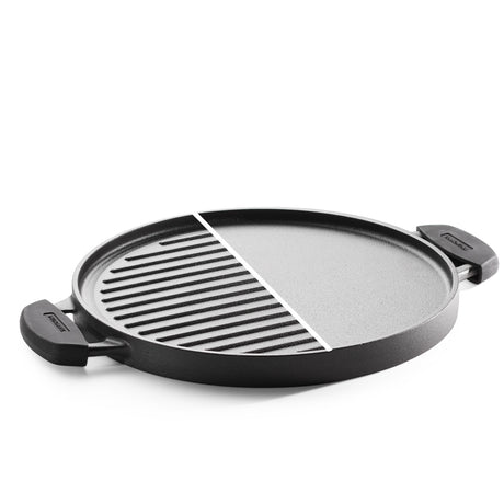 Titanex 30cm Pre-Seasoned Cast Iron Reversible Dosa Tawa/ Grill Pan with Heat Resistant Silicone Grip - Tramontina India