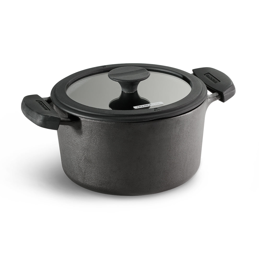 Titanex 24cm Pre-Seasoned Cast Iron Casserole with Heat Resistant Silicone Grip – 4.9L - Tramontina India