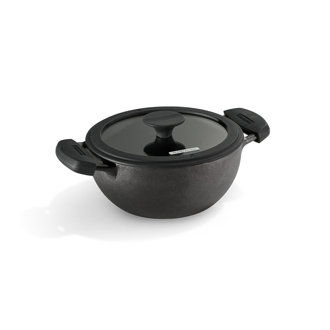 Titanex 20cm Pre-Seasoned Cast Iron Extra Deep Kadai with Heat Resistant Silicone Grip – 2.3L - Tramontina India