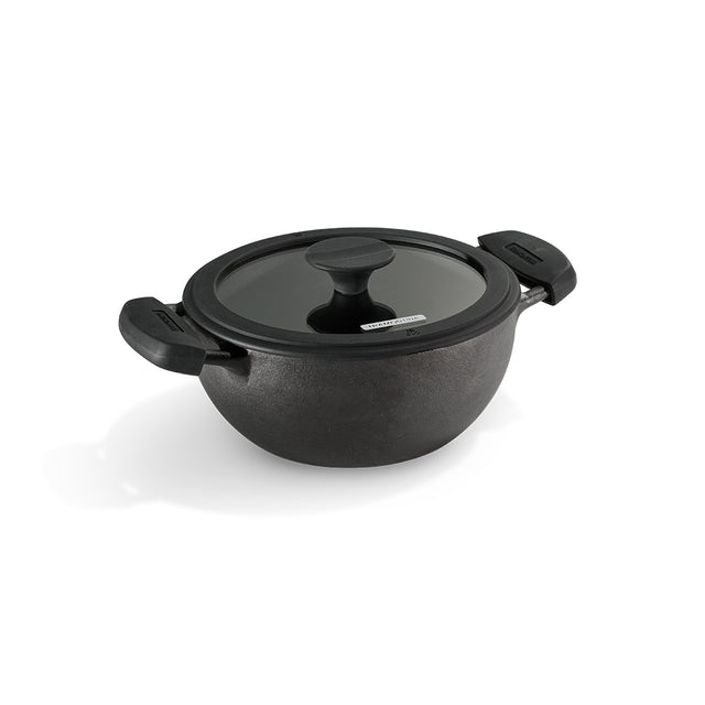 Titanex 20cm Pre-Seasoned Cast Iron Extra Deep Kadai with Heat Resistant Silicone Grip – 2.3L - Tramontina India