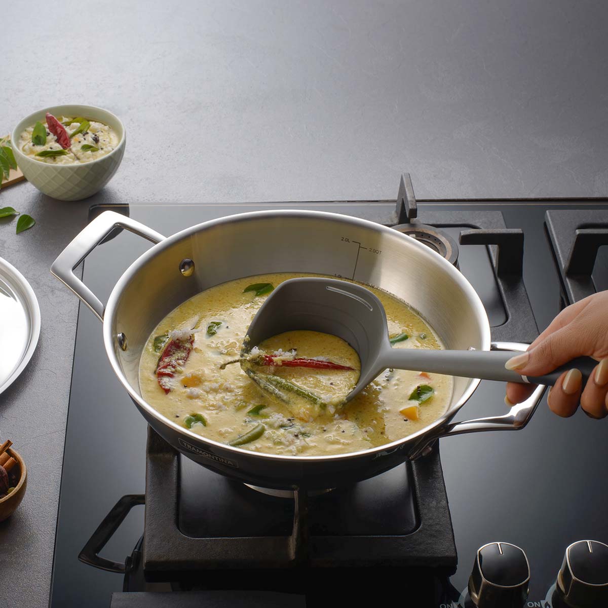 Aeion 24cm Stainless Steel Tri-Ply Kadai with SS Lid - 2.6L - Tramontina India