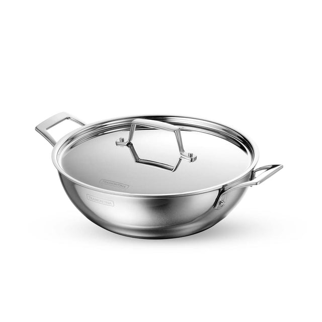 Aeion 20cm Stainless Steel Tri-Ply Kadai with SS Lid - 1.7L - Tramontina India