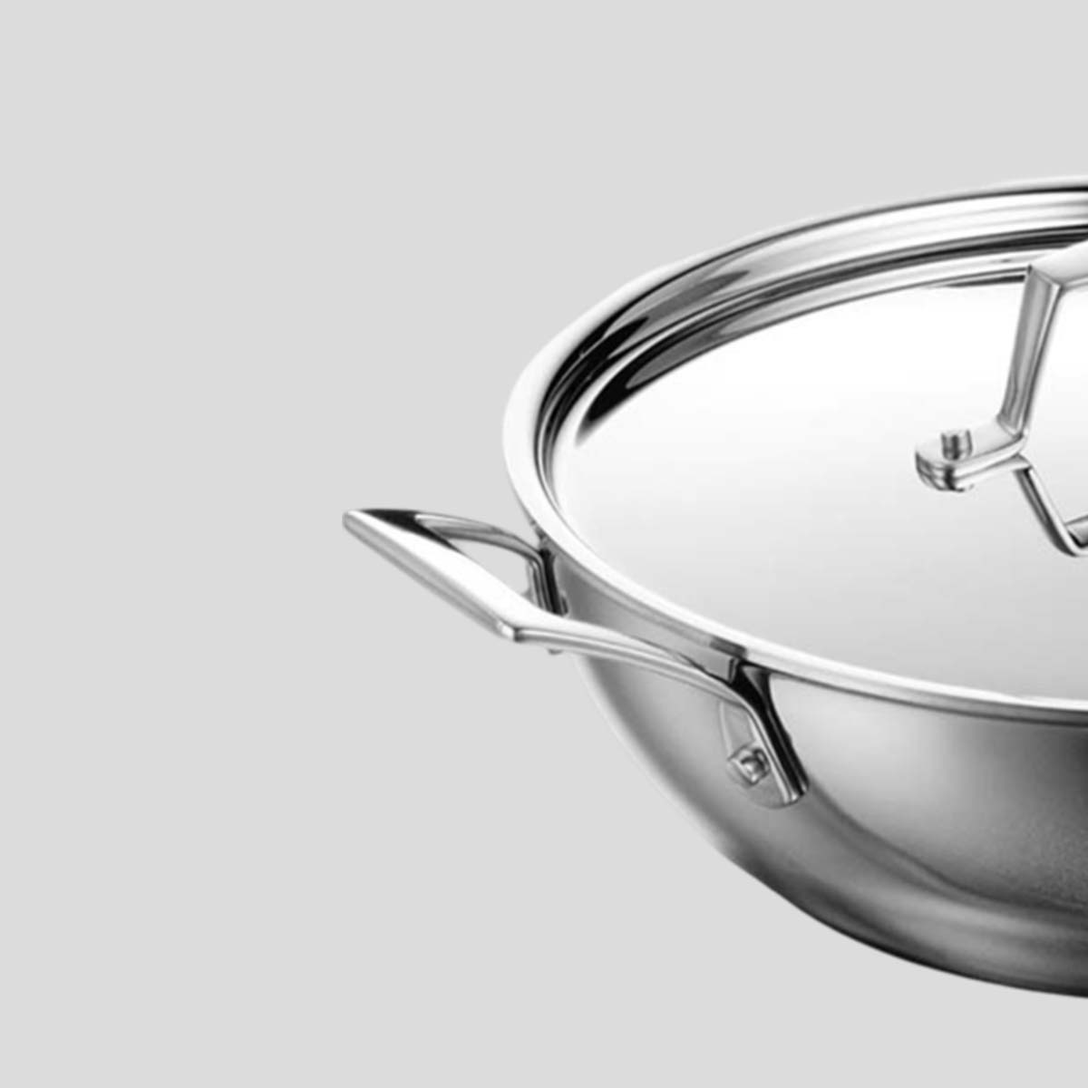 Aeion 20cm Stainless Steel Tri-Ply Kadai with SS Lid - 1.7L - Tramontina India