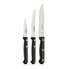 Ultracorte Set of 3 Antimicrobial Stainless Steel Knife - Vegetable + Steak + Kitchen (Black)