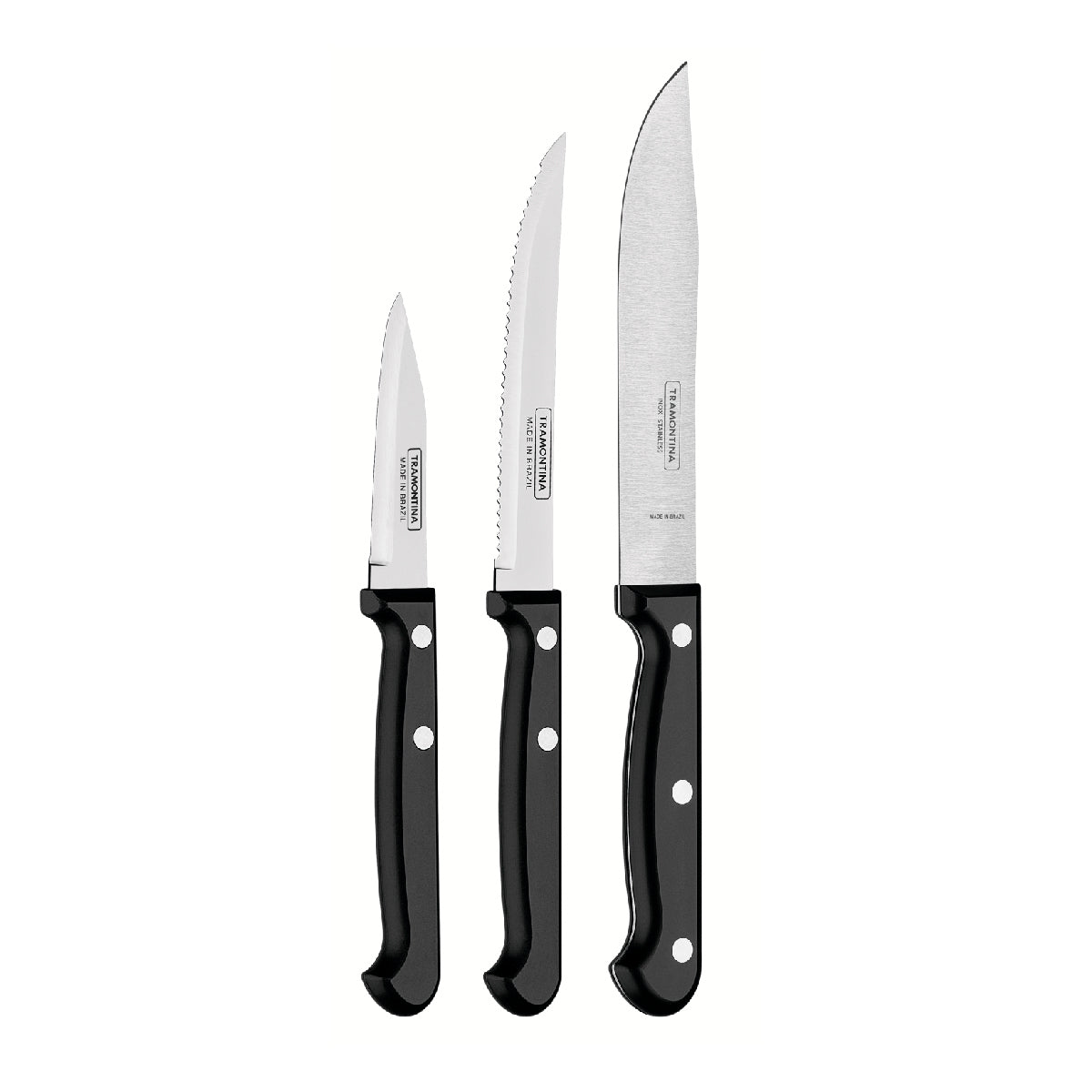 Tramontina Ultracorte Antimicrobial Knife Set – 3 Pieces (Black)