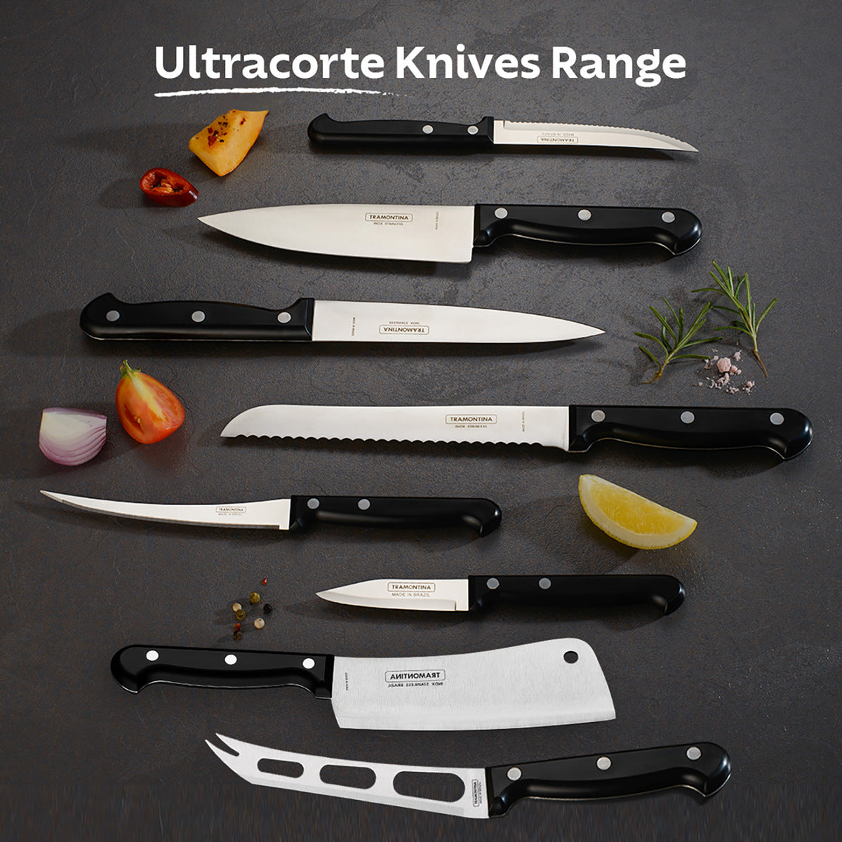 Tramontina Ultracorte Antimicrobial Knife Set – 3 Pieces (Black)
