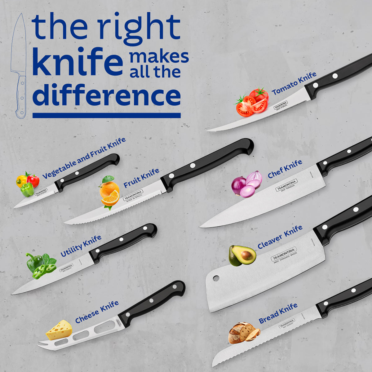 Tramontina Ultracorte Antimicrobial Knife Set – 3 Pieces (Black)