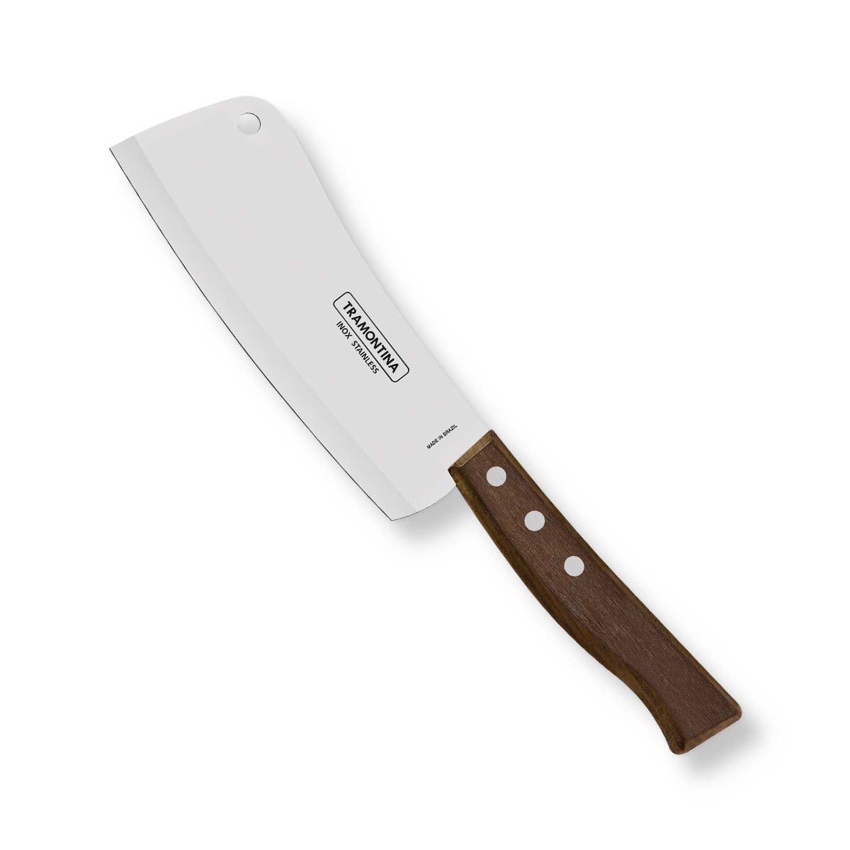 Tramontina India traditional 15cm cleaver knife with wooden handle, sharp stainless steel blade for heavy-duty chopping and slicing.