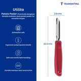 Utilitá Stainless Steel Manual Potato Peeler with Red Polypropylene Handle - Tramontina India