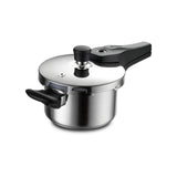 Tramontina India Aeion+ 1.5L triply pressure cooker with stainless steel body and ergonomic handles.