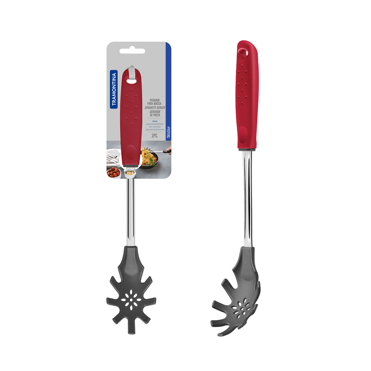 Utilitá Nylon Dough Tongs with Red Polypropylene Handle - Tramontina India