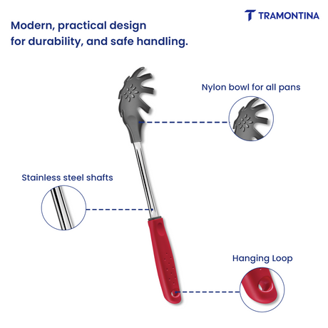 Utilitá Nylon Dough Tongs with Red Polypropylene Handle - Tramontina India