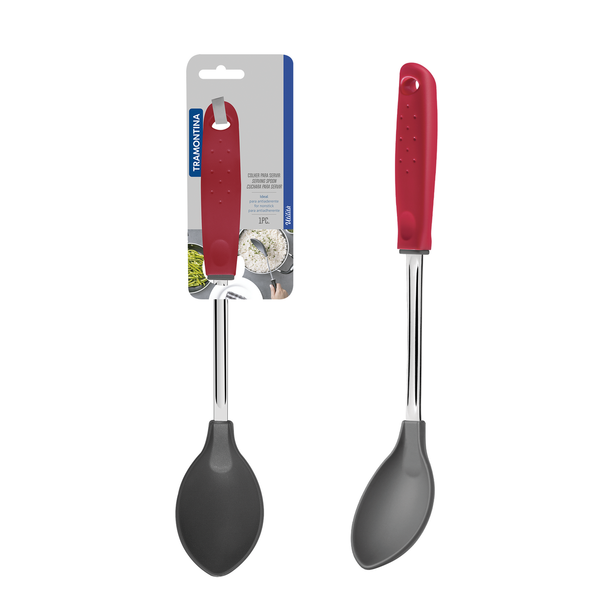 Utils Spoon Utilitá Nylon Rice Spoon with Red Polypropylene Handle