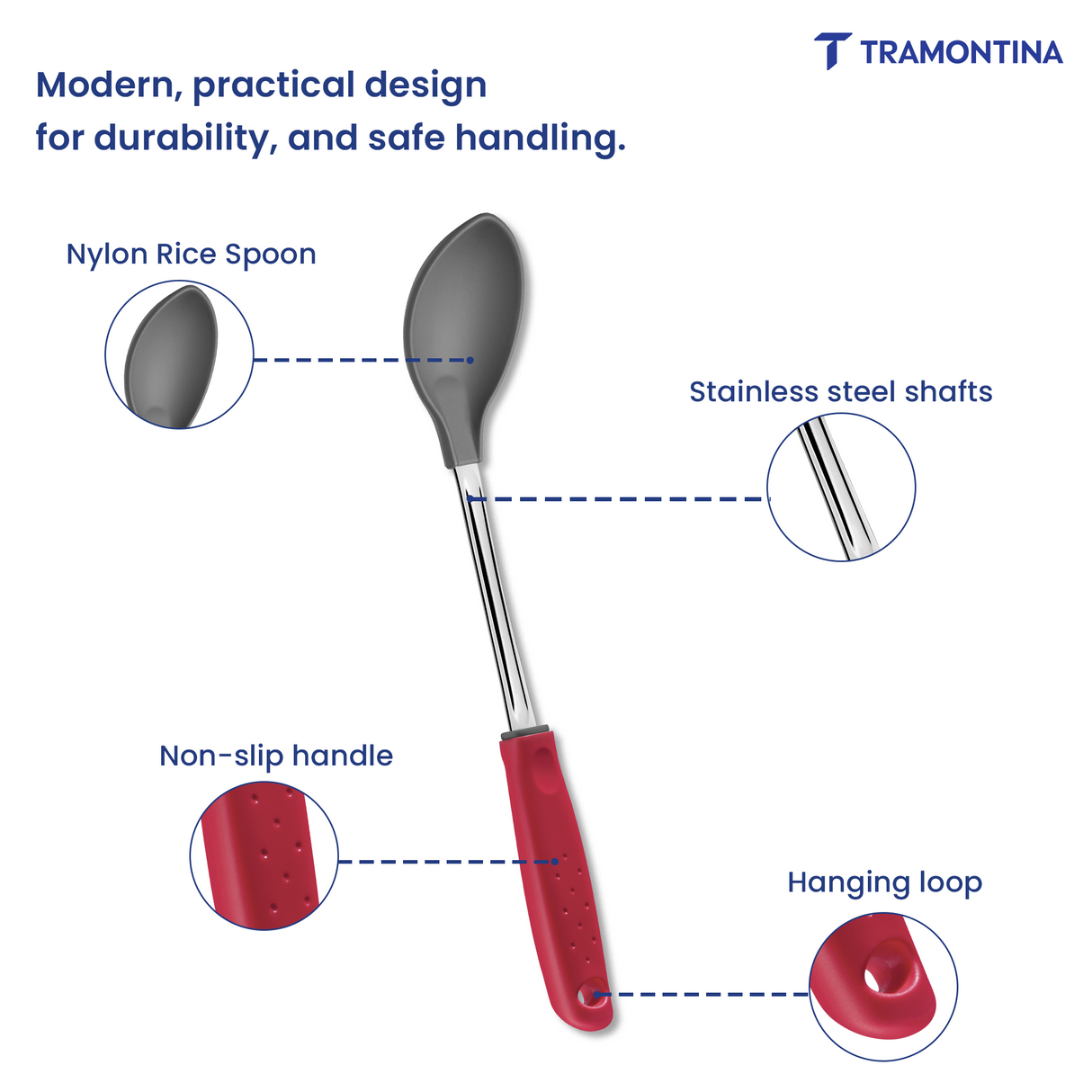 Utilitá Nylon Rice Spoon with Red Polypropylene Handle - Tramontina India