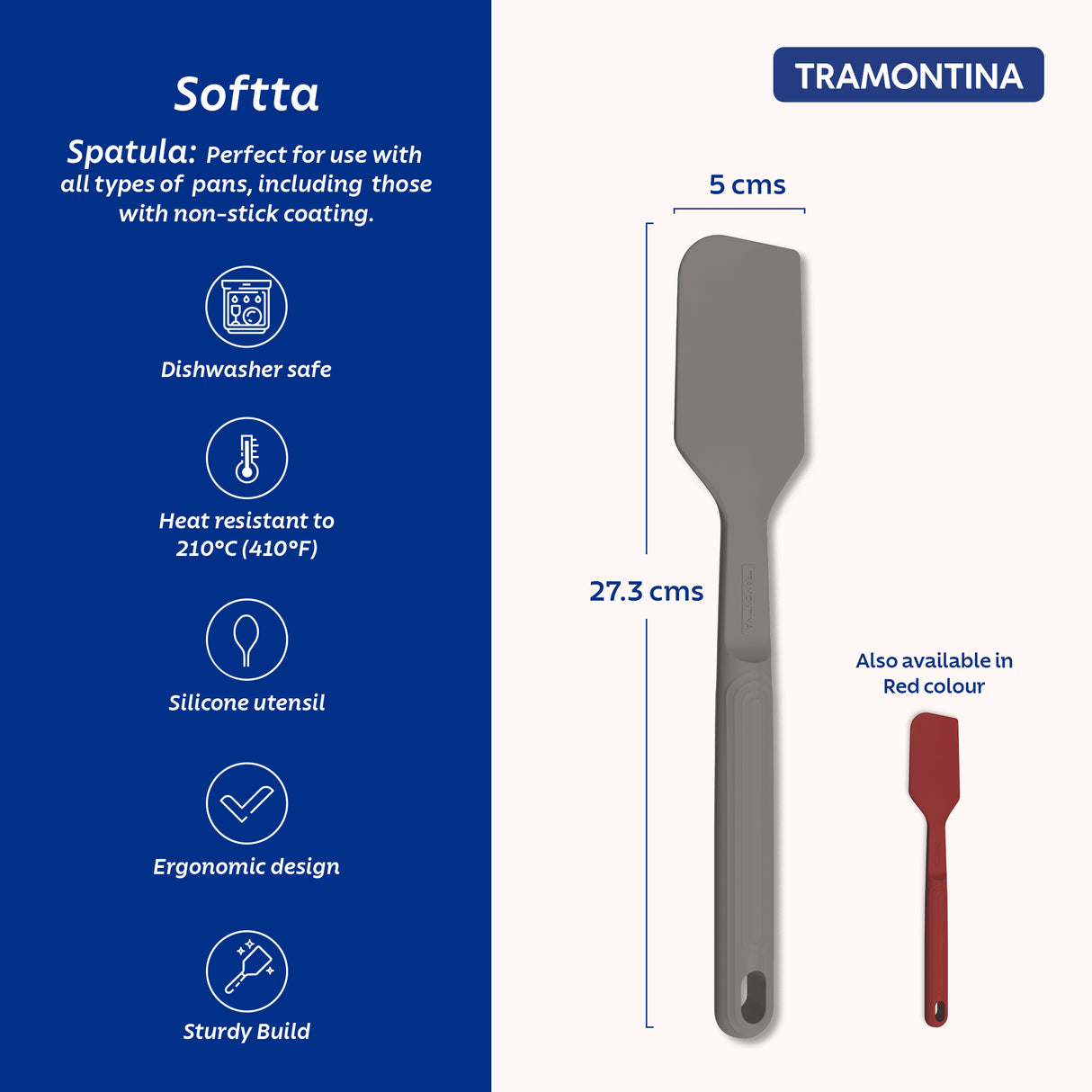 Softta Silicone Spatula - Grey - Tramontina India