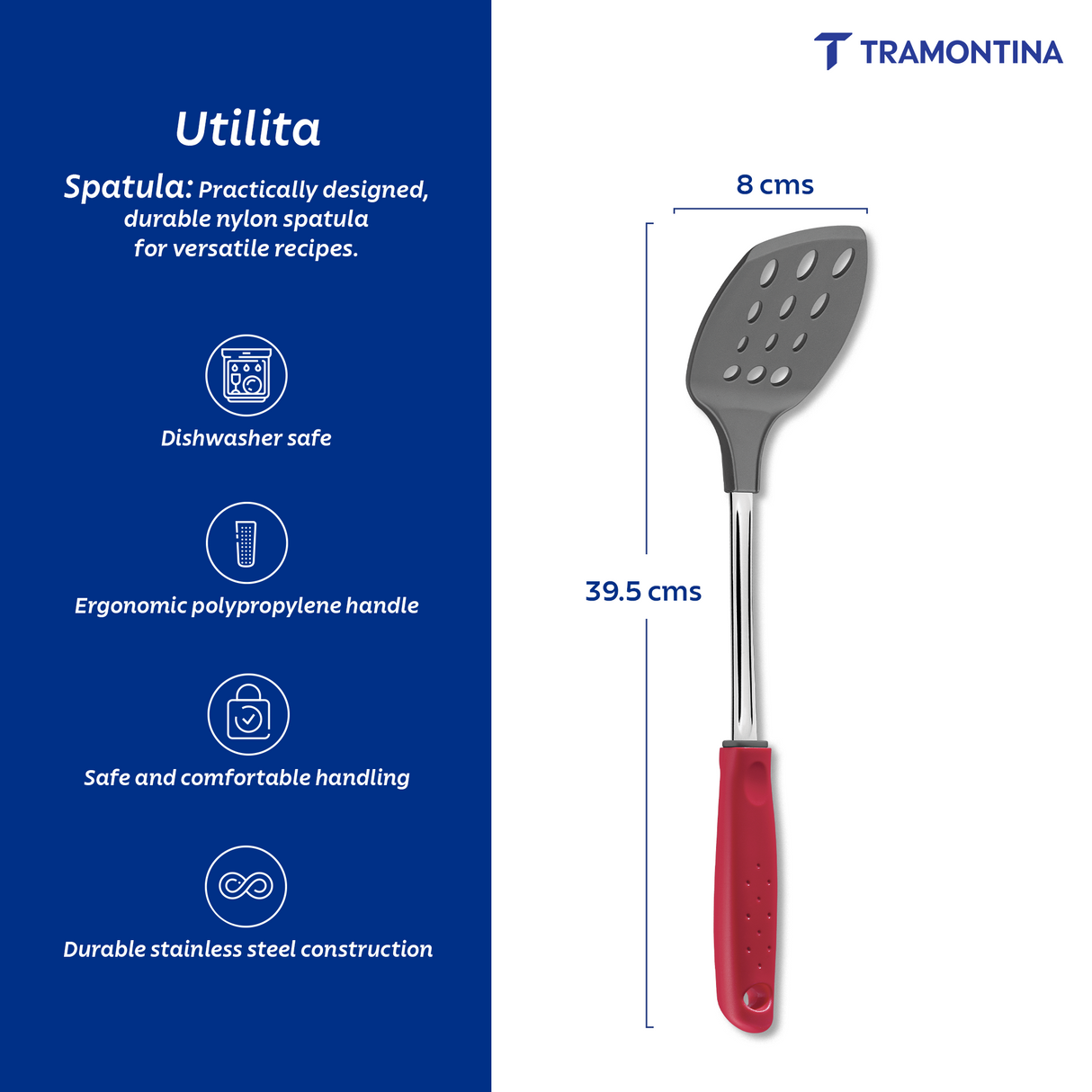 Utilitá Nylon Spatula with Red Polypropylene Handle - Tramontina India