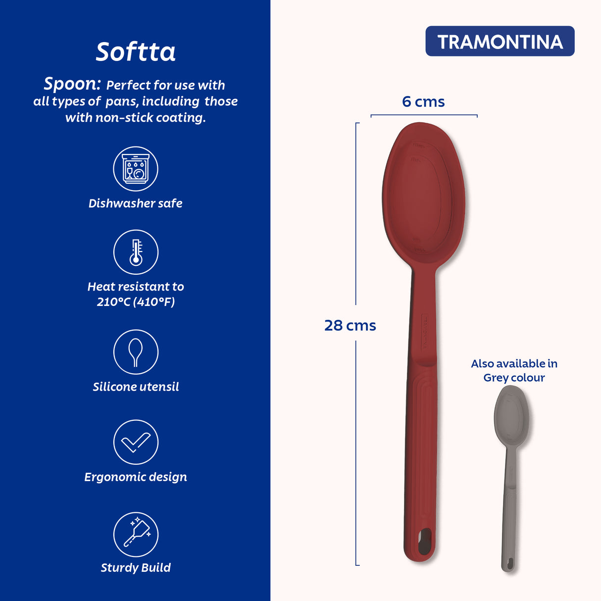 Softta Silicone Spoon - Red - Tramontina India