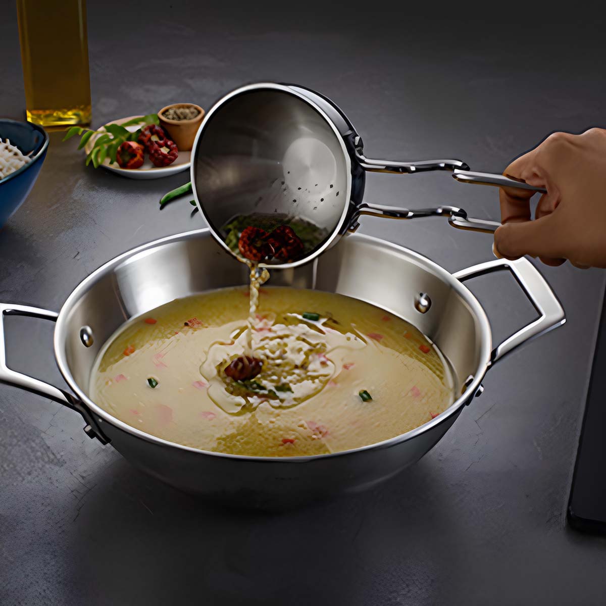 Aeion 10cm Stainless Steel Tri-Ply Tadka Pan - Tramontina India