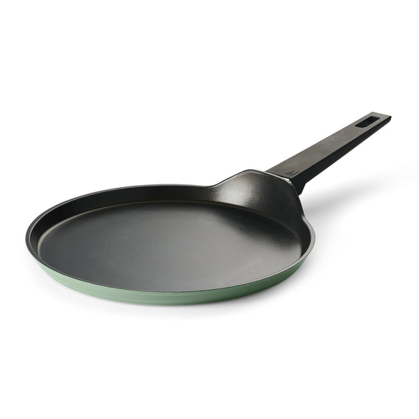 Sea green Tramontina India Aura 28cm non-stick Tawa with ceramic reinforced coating for dosa and Indian flatbreads.